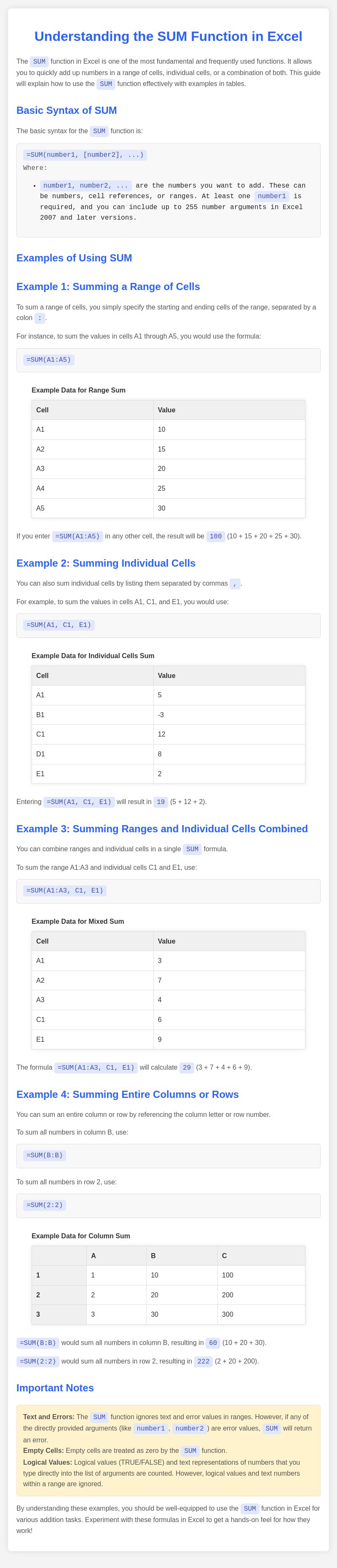 Hero Image for Excel SUM Function